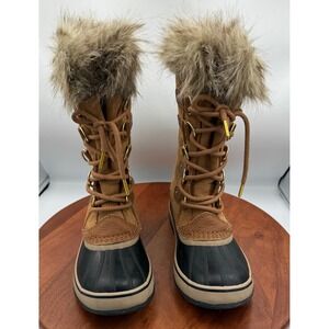 Sorel Joan of Arctic Waterproof Winter Boots Tan Fur Lined Womens 6.5 Warm Snow